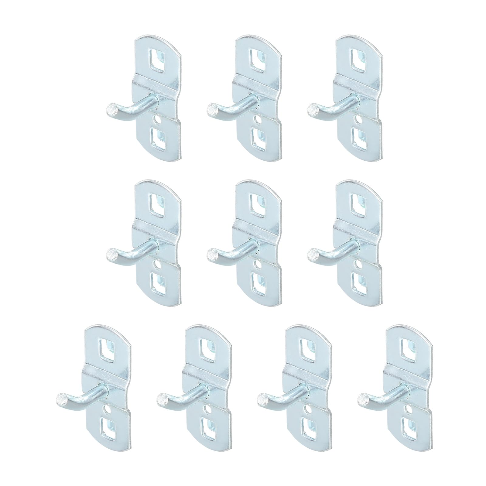 sourcing map 10Pcs Square Pegboard Hooks, 1.4 Inch Supermarket Shelf Rack Hook Metal Heavy Duty Exhibition Display Accessories for Tool Hanging Wall Organizer, Silver