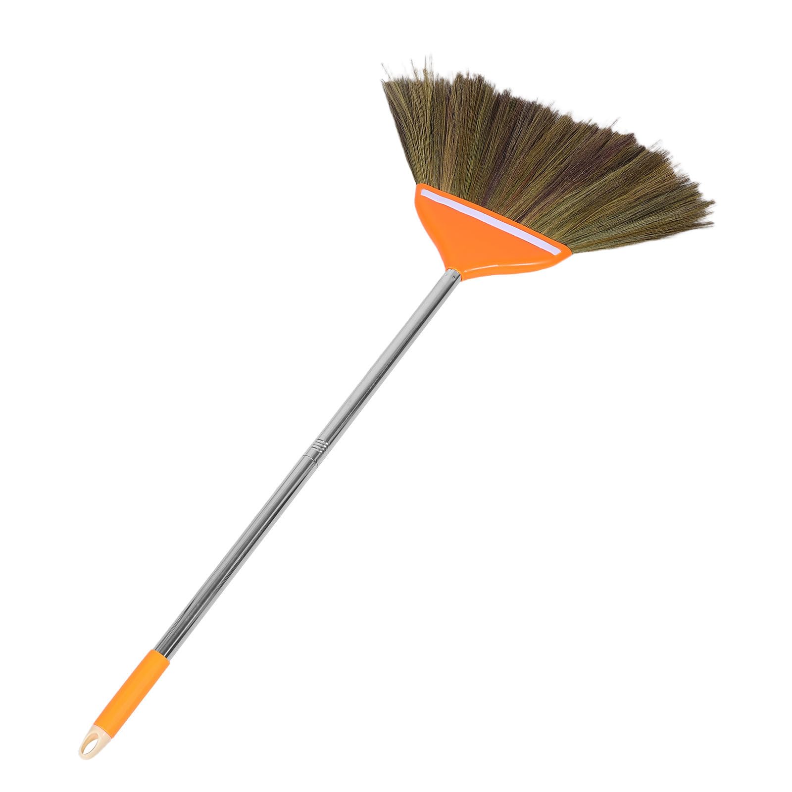 POPETPOP Scopa Tradizionale in Miscanthus Intrecciata a Mano, Scopa Naturale Vintage per Interni e Cucina, Facile Manutenzione e Rimozione Sporco, Colore Arancia