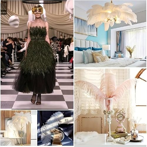 Miniatura 9 de 20 plumas naturales de avestruz - 10-12 pulgadas (9.8-11.8 in) para centros de mesa de boda decoración del hogar (blanco)