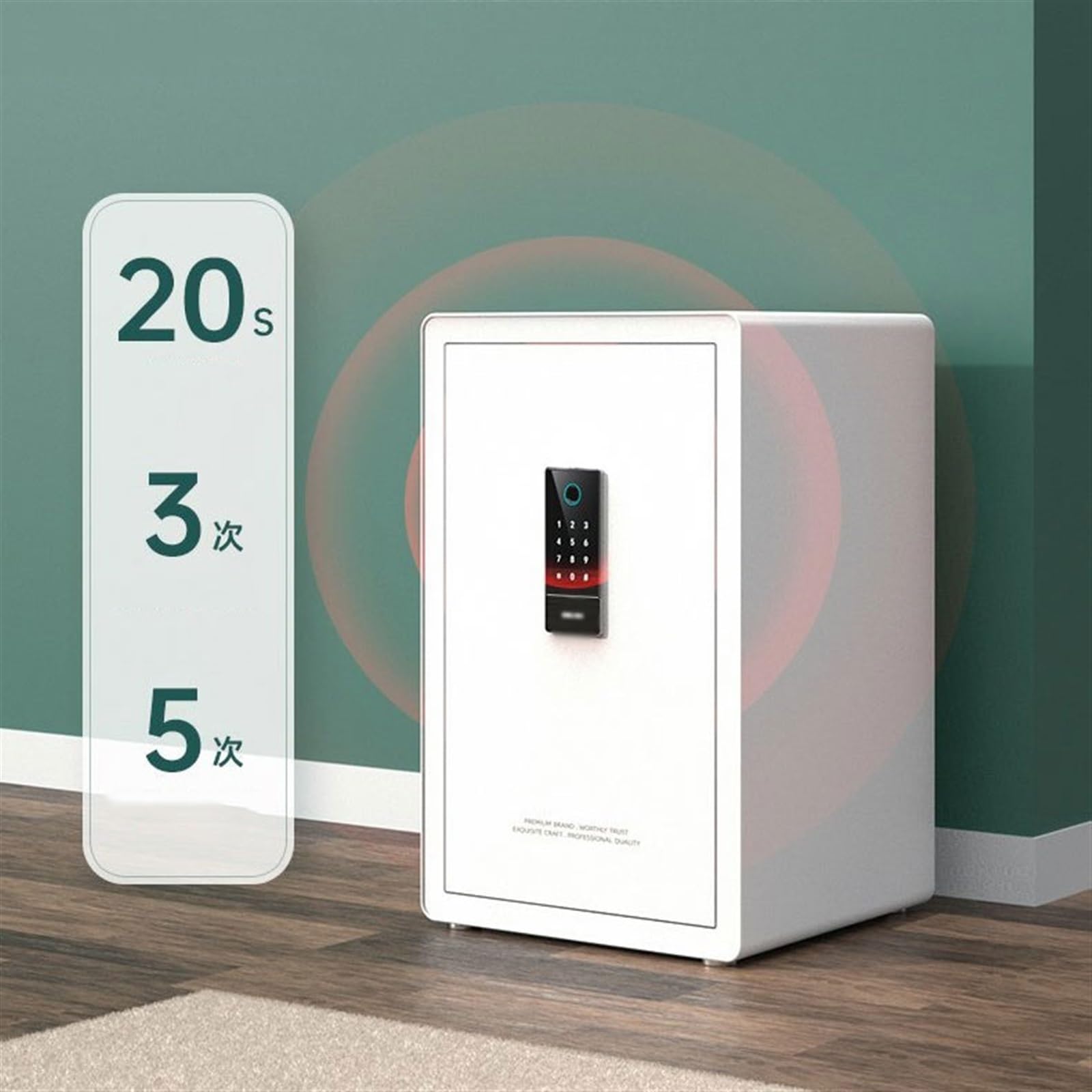 Caja Fuerte de Alta Seguridad Casillero con contraseña for huellas dactilares, caja de seguridad pequeña de 61cm for el hogar, caja fuerte inteligente for mesita de noche, gran capacidad Caja fuerte d