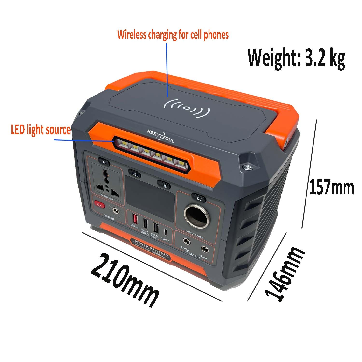 Centrale Électrique Portable 288WH, Générateur Solaire 300W avec Onde Sinusoïdale Pure Batterie De Production D'électricité d'urgence pour Le Camping, Les Voyages