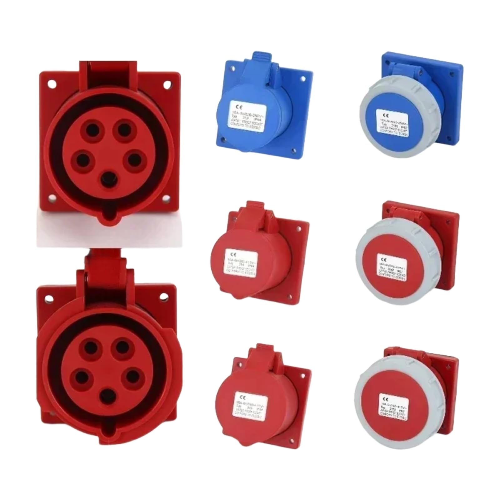 Enchufe macho y hembra industrial IP44 de 16A 3P para montaje en panel exterior
