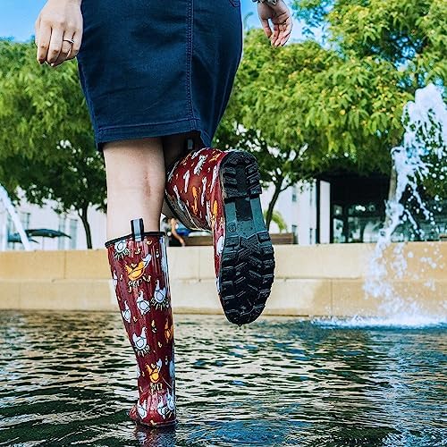 HISEA Women's Rain Boots Waterproof Garden Shoes Colorful Printed Knee High Rubber Boots Review | Image 4