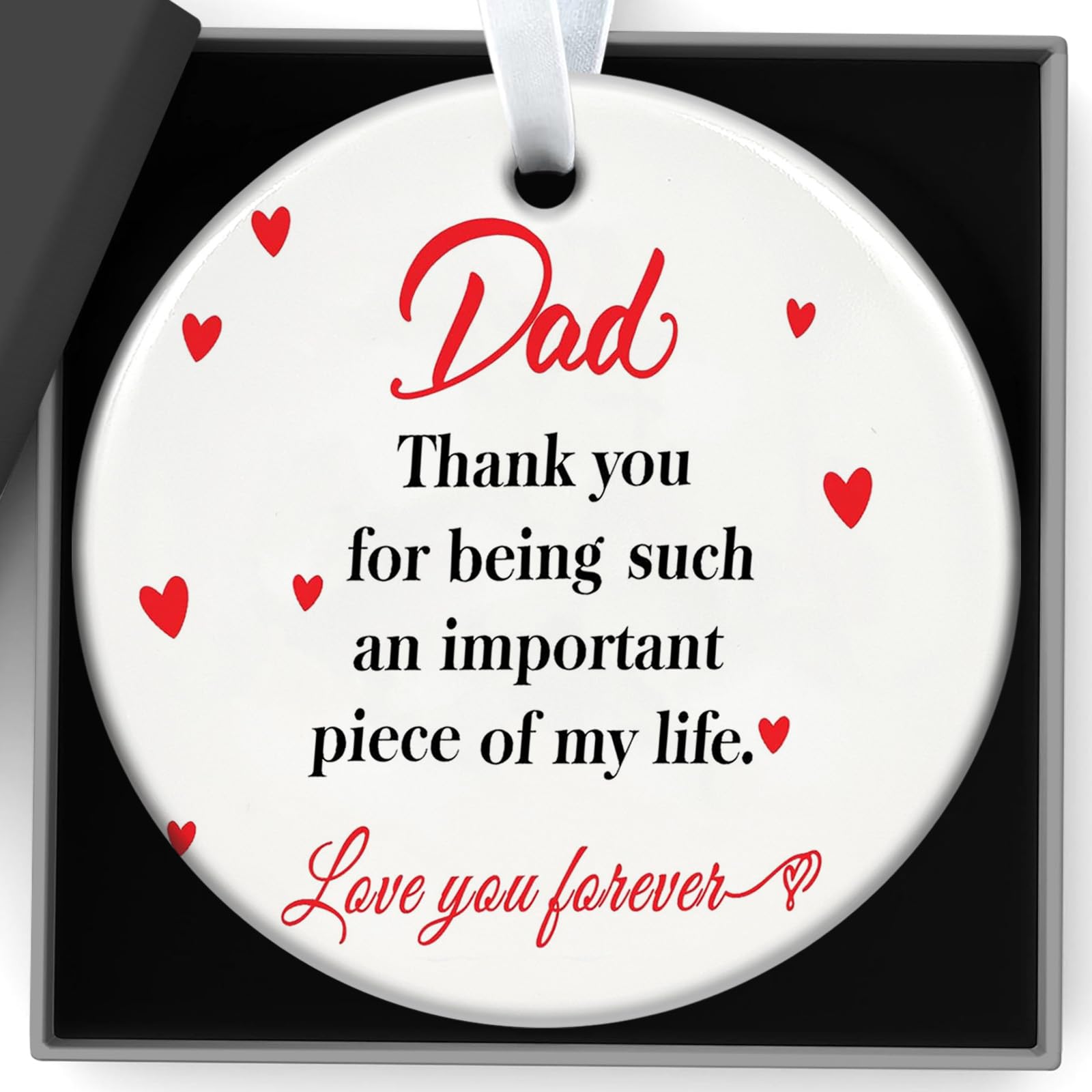 2Pcs Fathers Day Dad Gifts Set Love You Forever Acrylic Plaque for Dad Father's Day Thank You Gifts Quote Heart Design with Box from Daughter or Son Heartwarming Men Birthday Gift Ideas