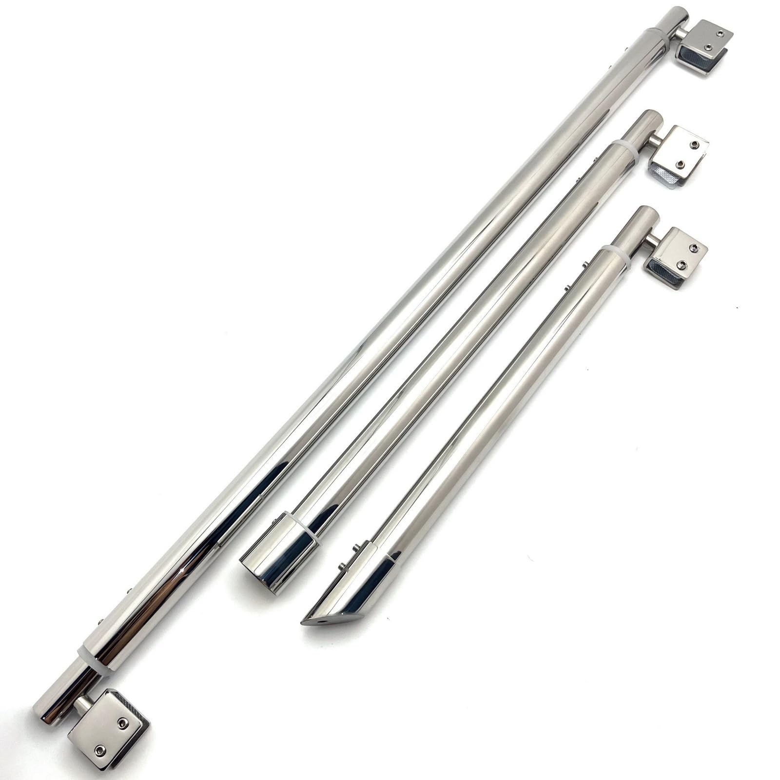 Pręt prysznicowy ze stali nierdzewnej, regulowany 600 mm do 800 mm, 25 mm, kompatybilny ze szkłem 8-12 mm, ramię wspornika ścianki (B)