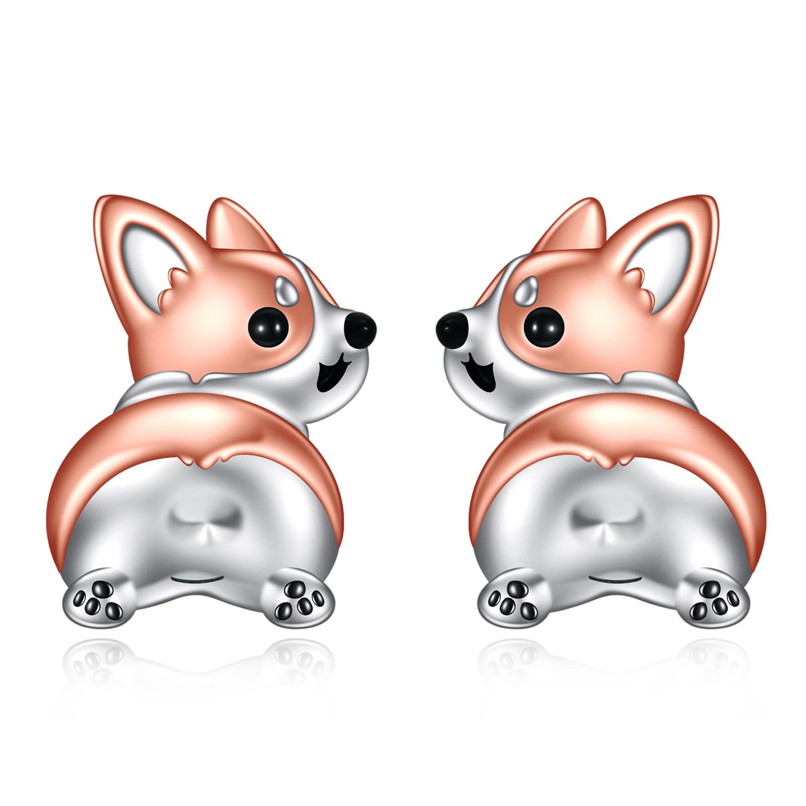 Corgi Boucles d'oreilles pour fille en argent sterling avec motif de chien mignon Cadeau d'anniversaire, Pas de gemme