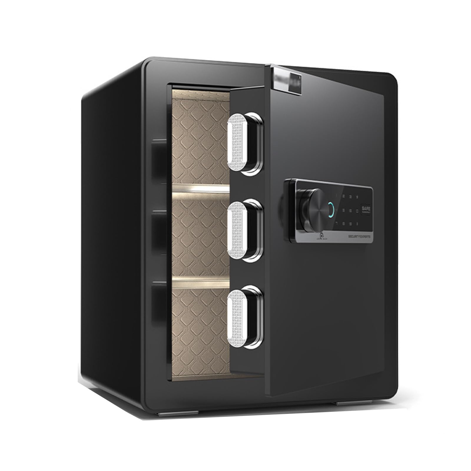Cassaforte con Impronta Digitale E Password da 45 Cm Cassaforte Antiscasso Interamente in Acciaio per Studio O Camera da Letto Doppio Sistema di Allarme(Schwarz)