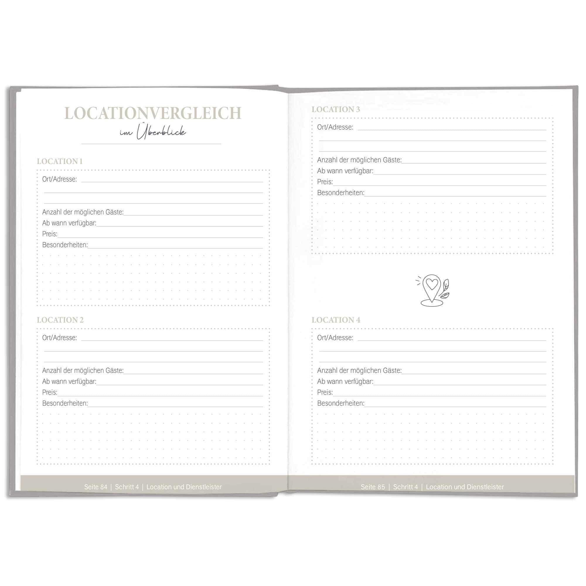LEAF & GOLD® Hochzeitsplaner – Liebevoll gestaltet, 180 Seiten, Hardcover mit Buchverschluss, Inkl. Stickerbogen, Made in Europe, 17 x 24 cm