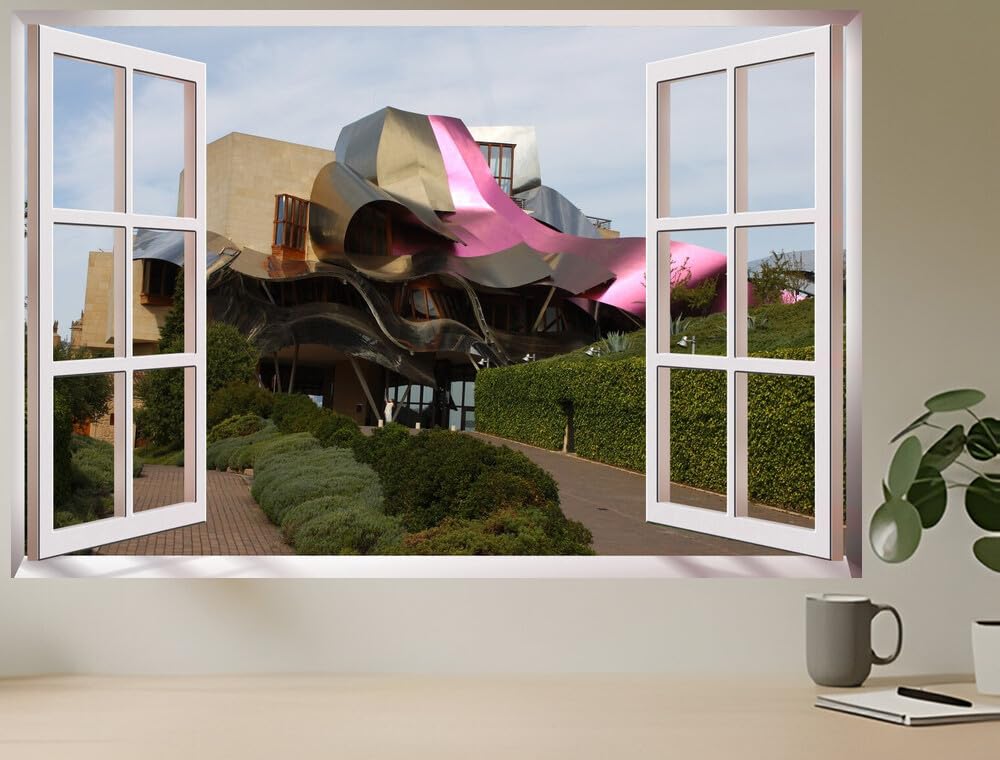 JVERF - JZZC10085 Spain Hotel Marques De Riscal Elciego Hotel Design| Self-Adhesive Open Window Wall Sticker