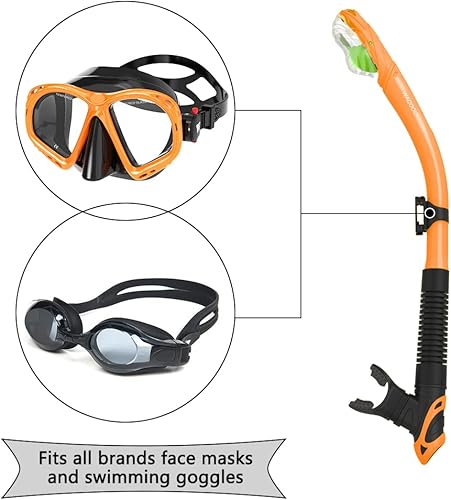Miniatura 6 de WACOOL Tubo de esnórquel con tapa seca, boquilla cómoda, válvula de purga unidireccional para piscina, buceo en aguas abiertas, natación,