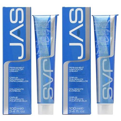 Jas Color - Coloración permanente para el cabello, color rubio ceniza muy claro (9.11), 3.4 onzas (paquete de 2) + peine de cola