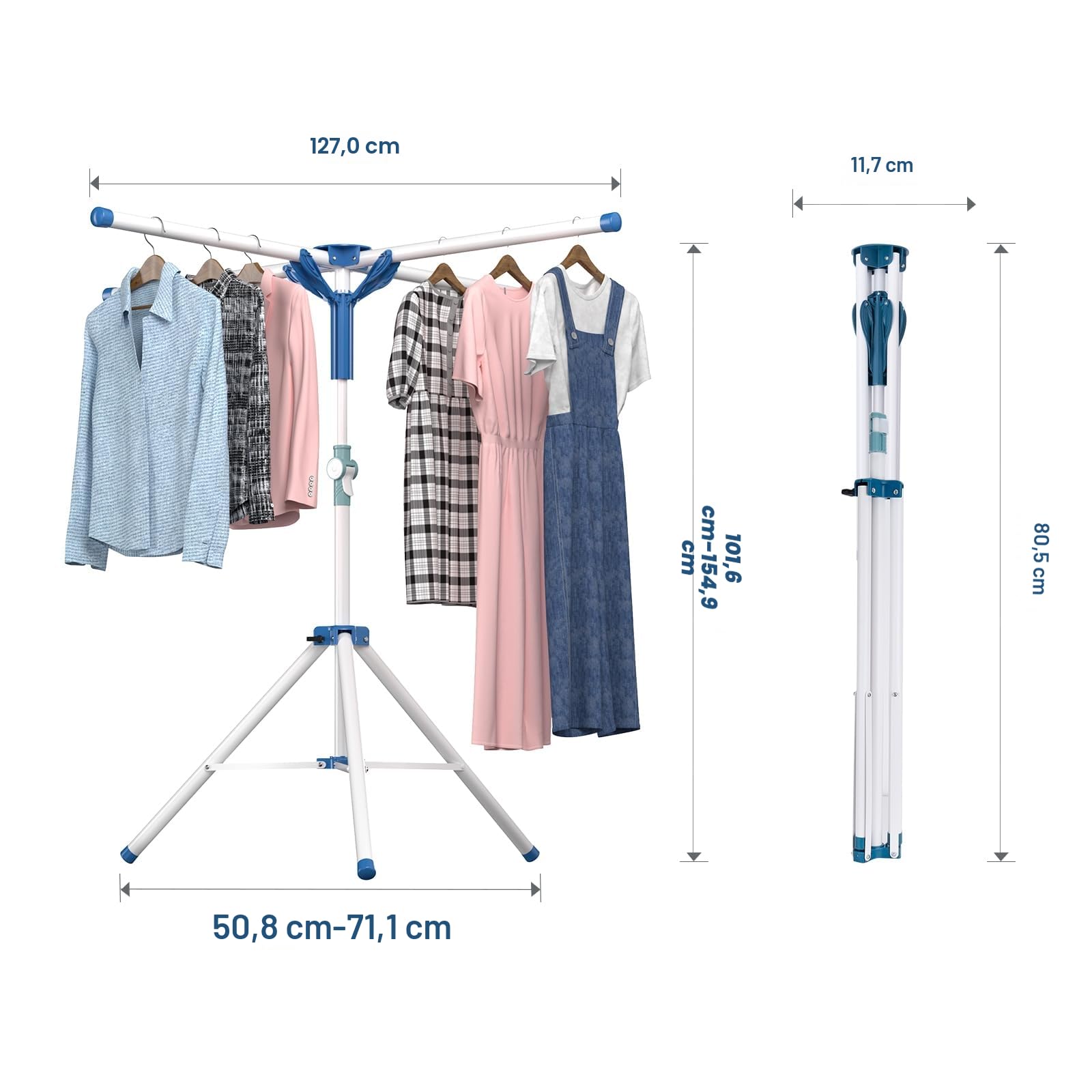Tendedero Plegable Extensible 110-180cm Tenderetes de Ropa Vertical Exterior Interior Camping Balcon Tenderetes de Ropa Plegables
