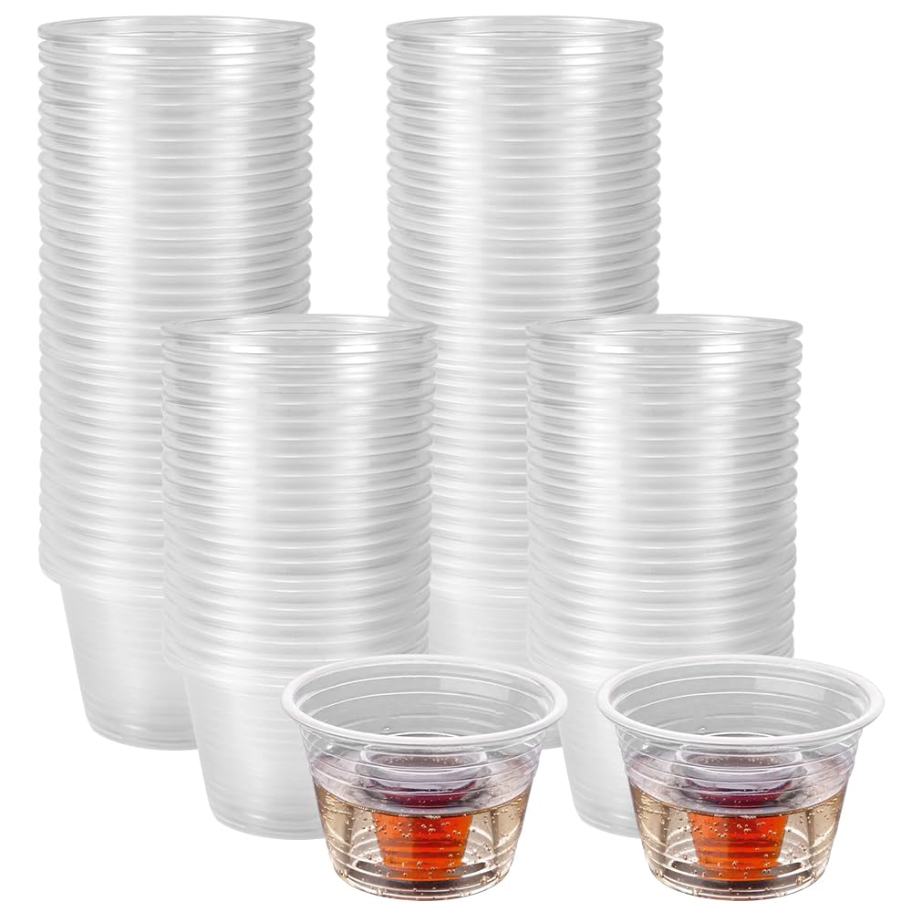 KITERI Jager Bomb Shot Glasses, 100 Pack Plastic Bomb Shot Cups Reusable Plastic Cups Clear Bomb Shot Cups 25ml Shot with 160ml Chaser Bomb Shot Glasses for Layered Shots โ image 1