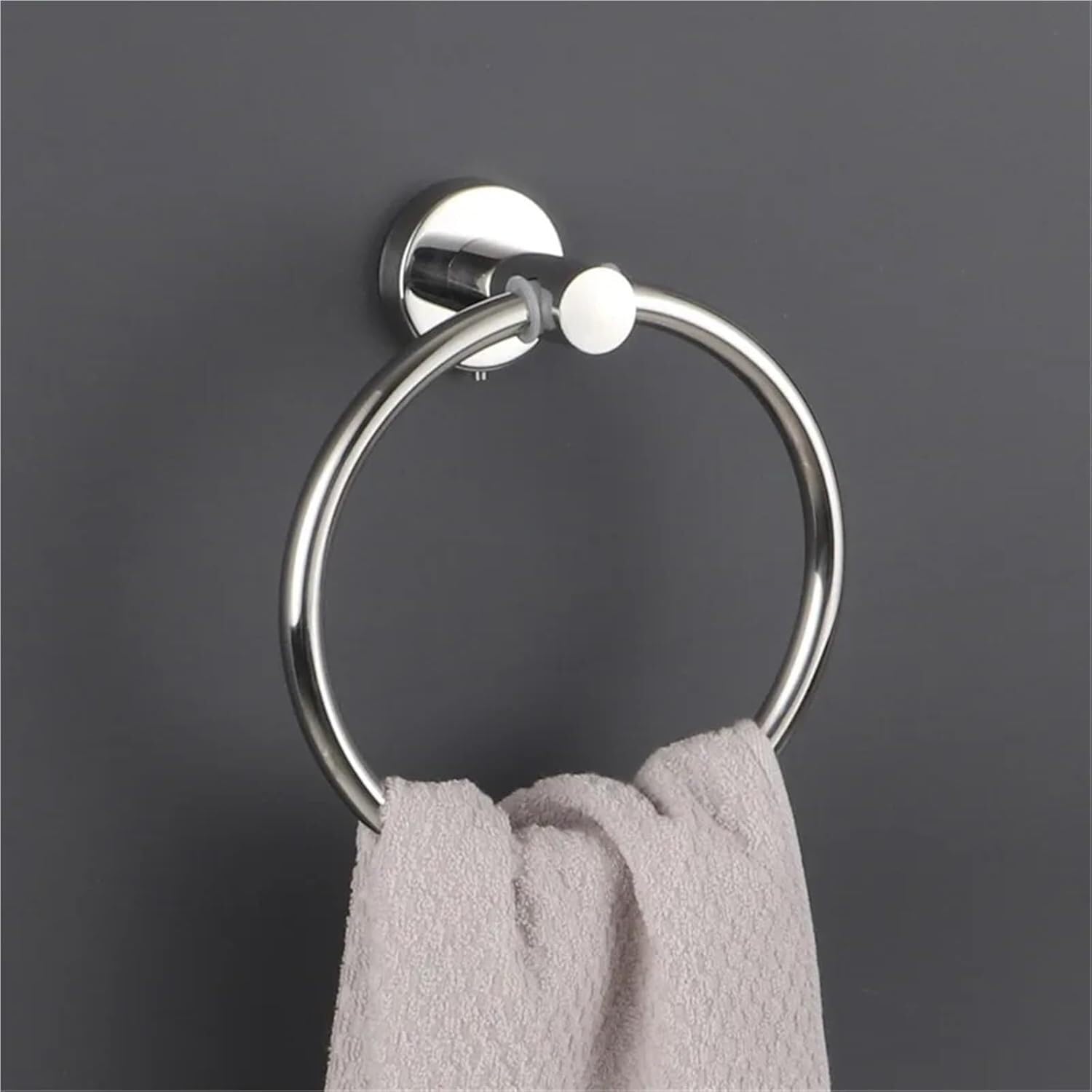 Anillo de toalla, anillo redondo baño acero inoxidable montaje en pared(Silver-towel Ring)