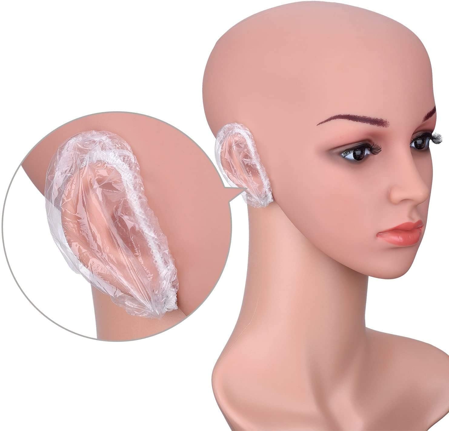 MF 200pcs Clear Ear Protectors Waterproof Ear Covers for Hair Dye, Shower, Bathing-image-3
