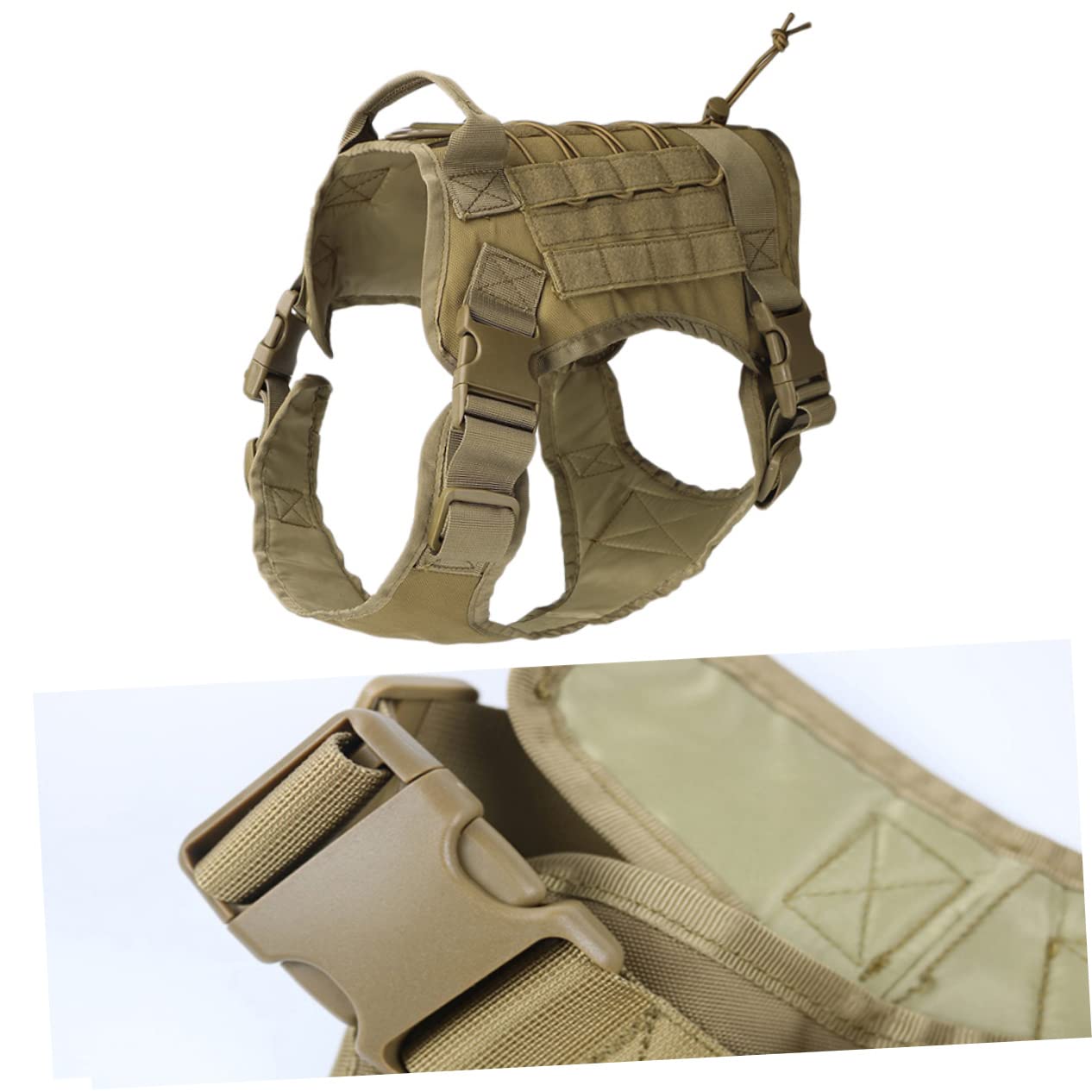 Pettorina Militare per Cani Marrone in Nylon con Moschettone per Guinzaglio