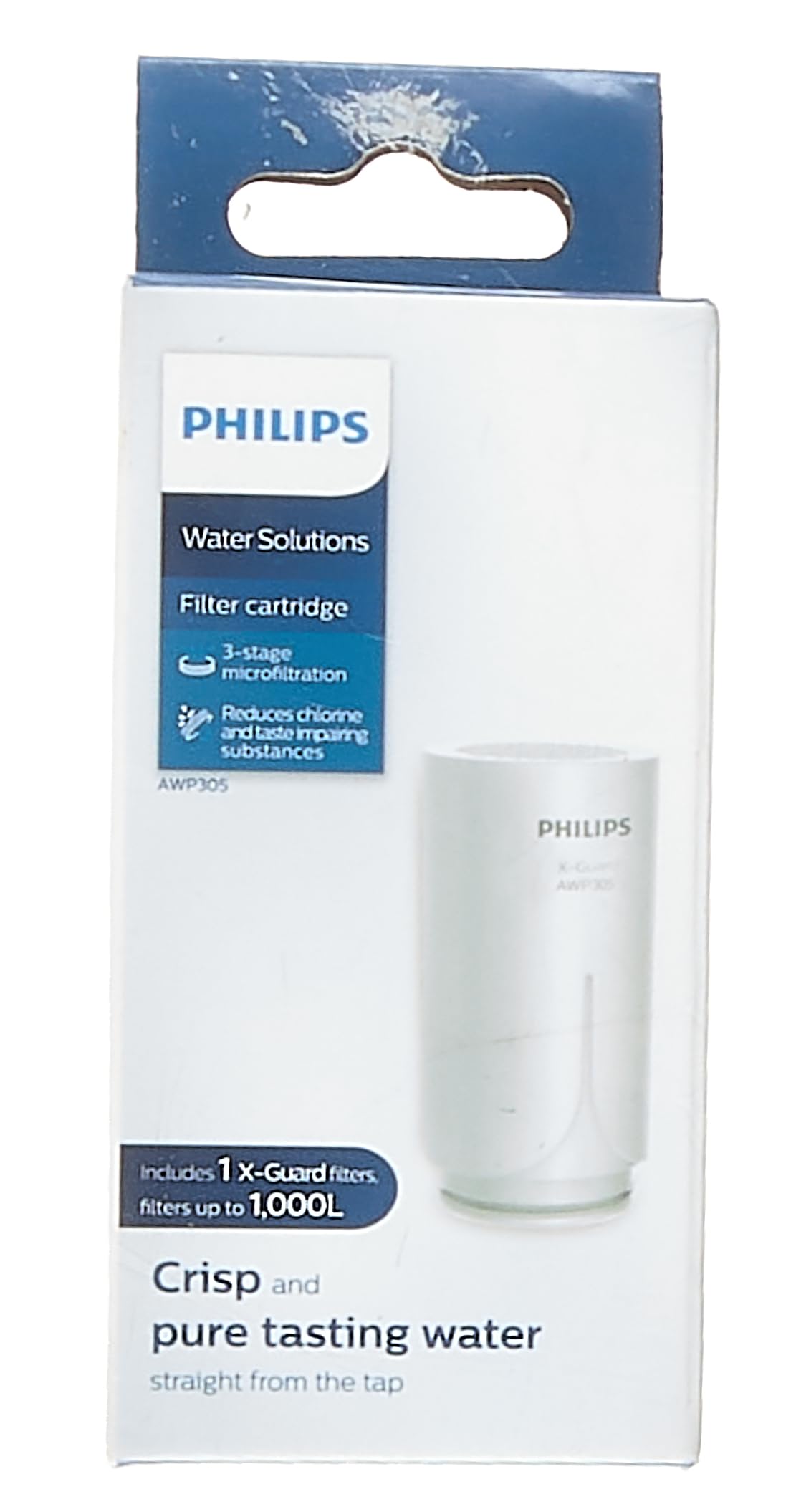 Philips Water Ontap Filter Cartridge AWP305/10, MICROFILTRATION, 1000 L filtration capacity, filters sediment, chlorine and other taste-impairing substances