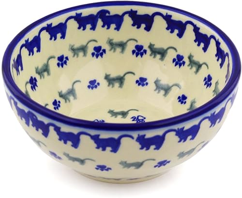 Cuenco de cerámica polaca de 6 pulgadas (tema Boo Boo Kitty Paws)