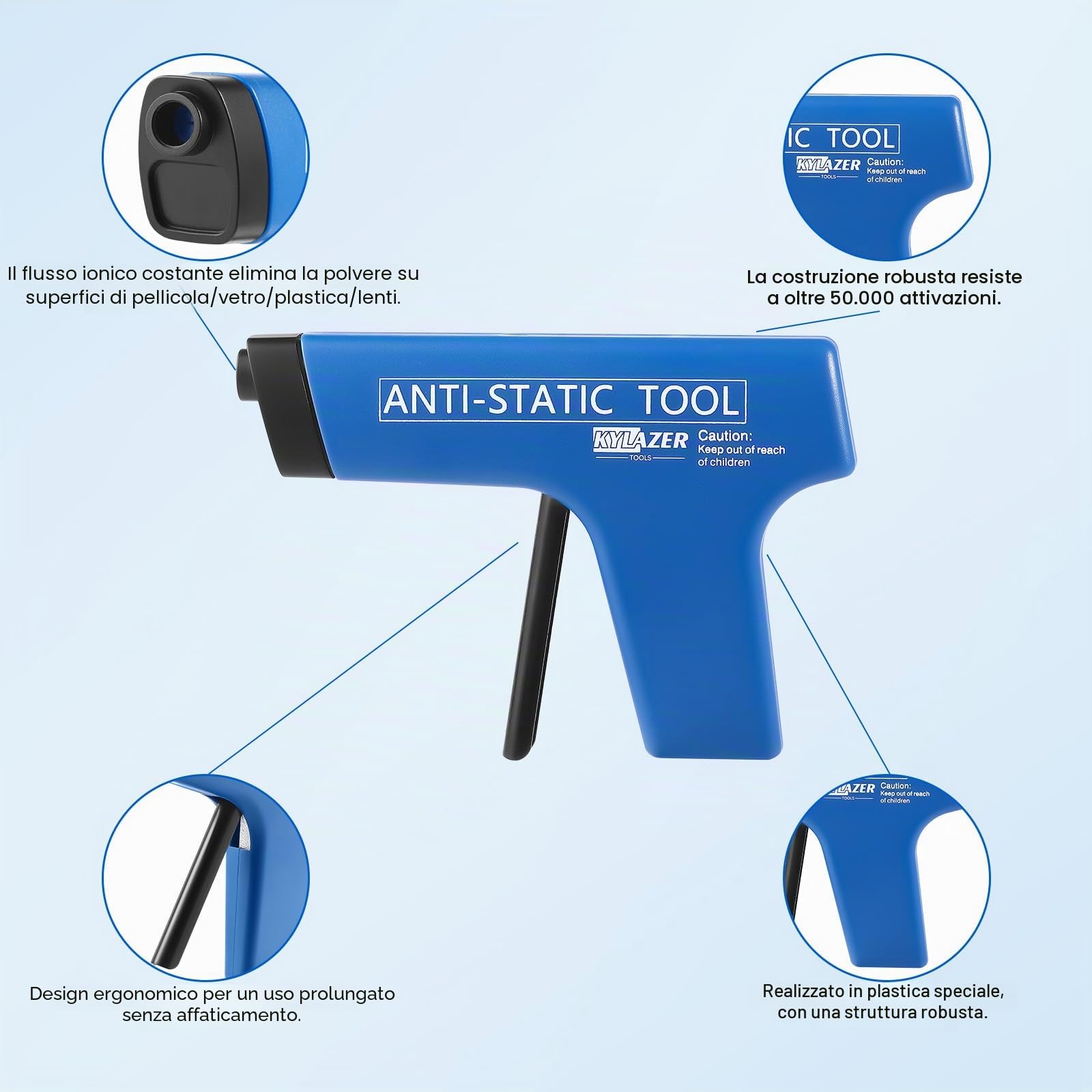 Pistola antistatica | Eliminatore statico | Pistola neutralizzatore statica | Rimozione di elettricità statica | Pulizia della Pellicola | Polvere delle Lenti