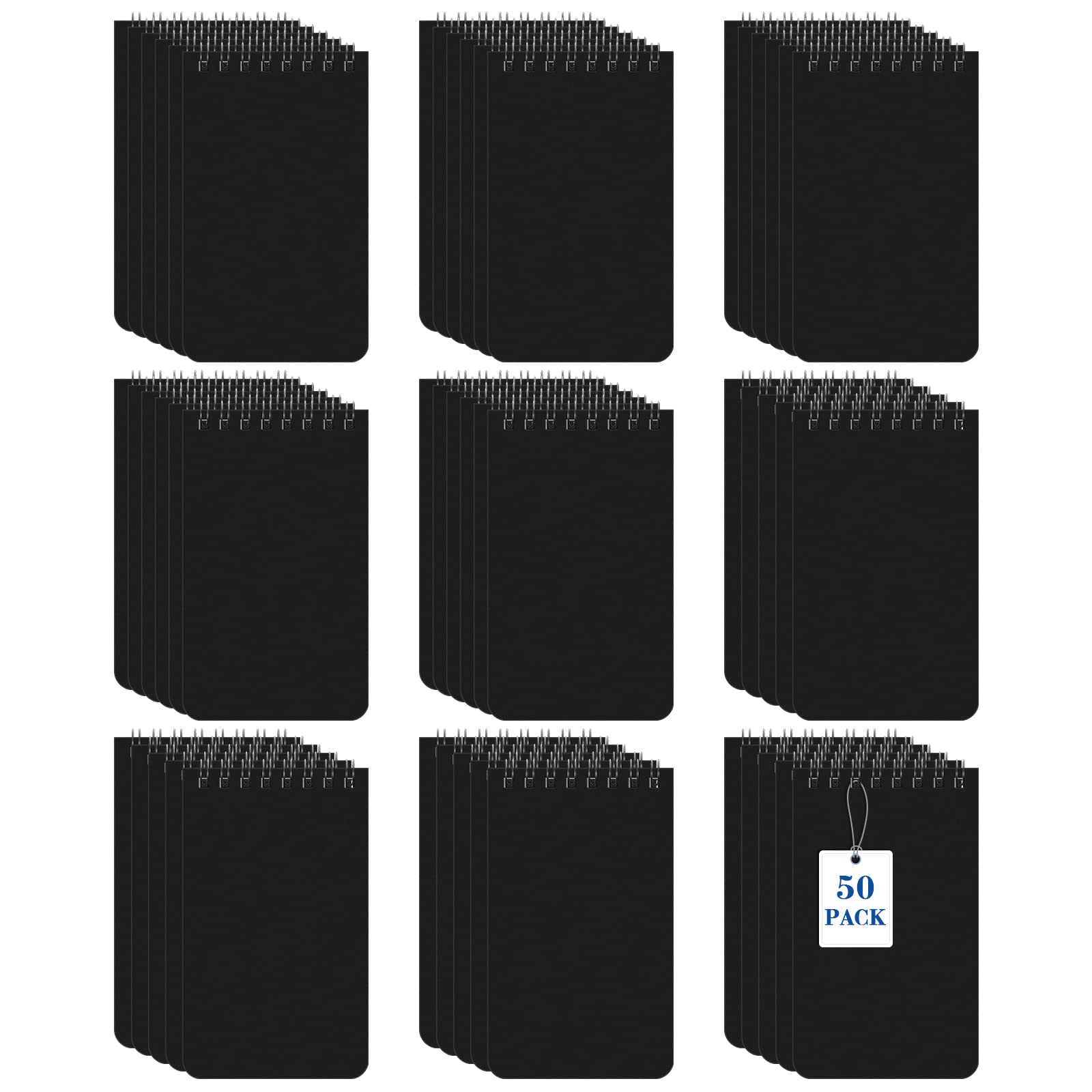 Nuanchu Note Pads 3 x 5'' Spirals Notebook, 60 Sheets Mini Spiral Notepad Top Bound Notebook Memo Pads for Home Office School(Black, 50 Pcs)