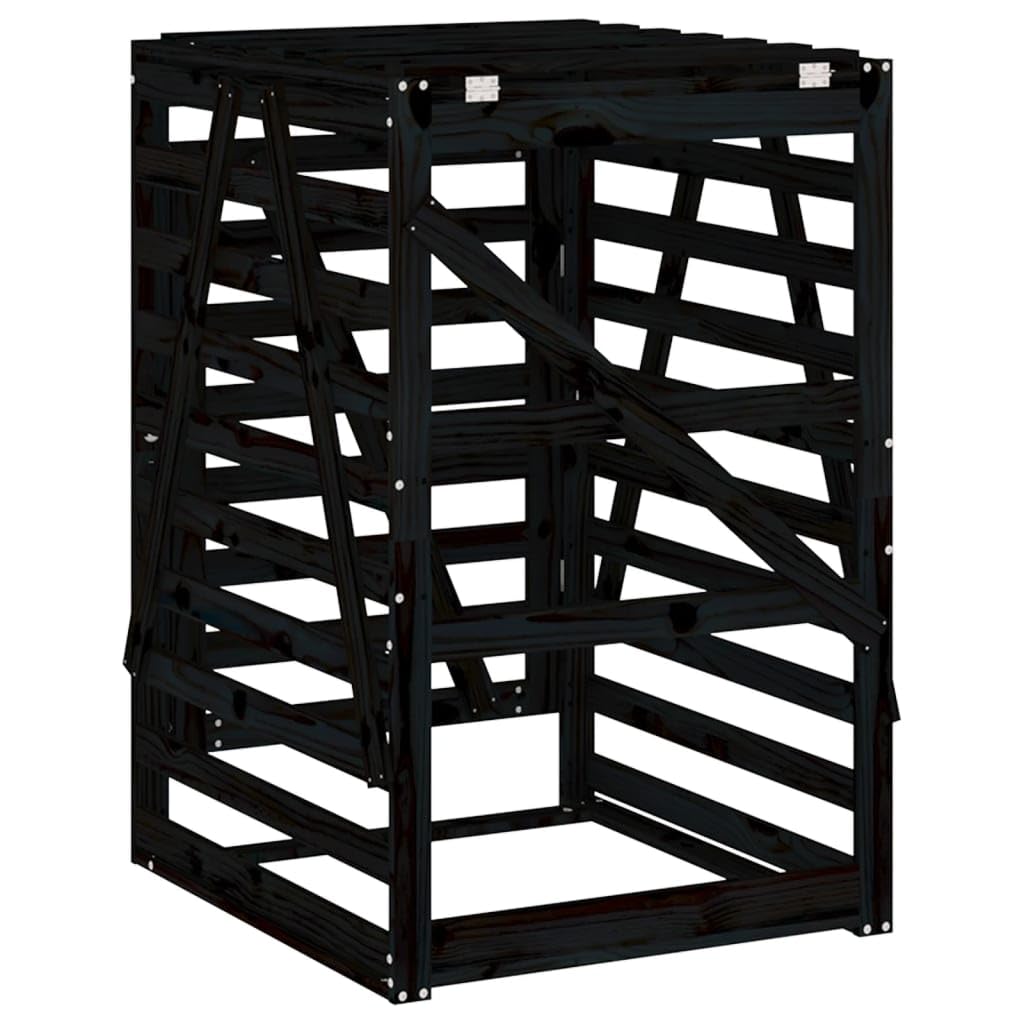Cobertizo para Cubos de Basura Madera Pino Negro 84x90x128,5 cm,Casa y jardín,Productos del hogar,Accesorios para contenedores de residuos,Soportes para contenedores de residuos,23kg-825104