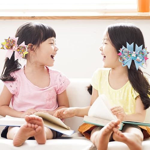 Miniatura 4 de Pinzas para el cabello de Pascua, lazos de Pascua, pasadores de pelo de grogrén, conejo, diadema, boutique, hiarpin, azul y rosa, accesorios para el