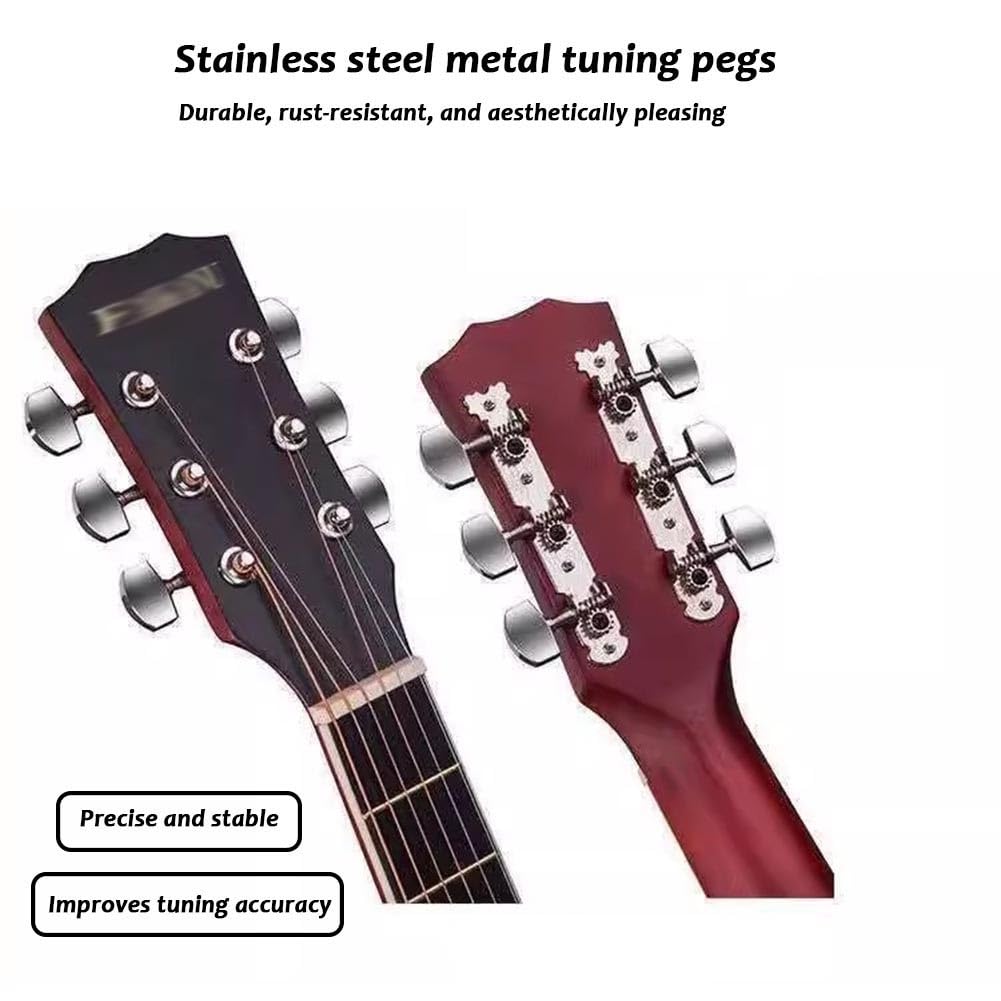Kit Di Chitarra Acustica Per Principianti Adulti, Kit Completo Di Chitarra Acustica Con Spalla Mancante Set Per Principianti Con Chitarra In Legno(Black look,38 in)
