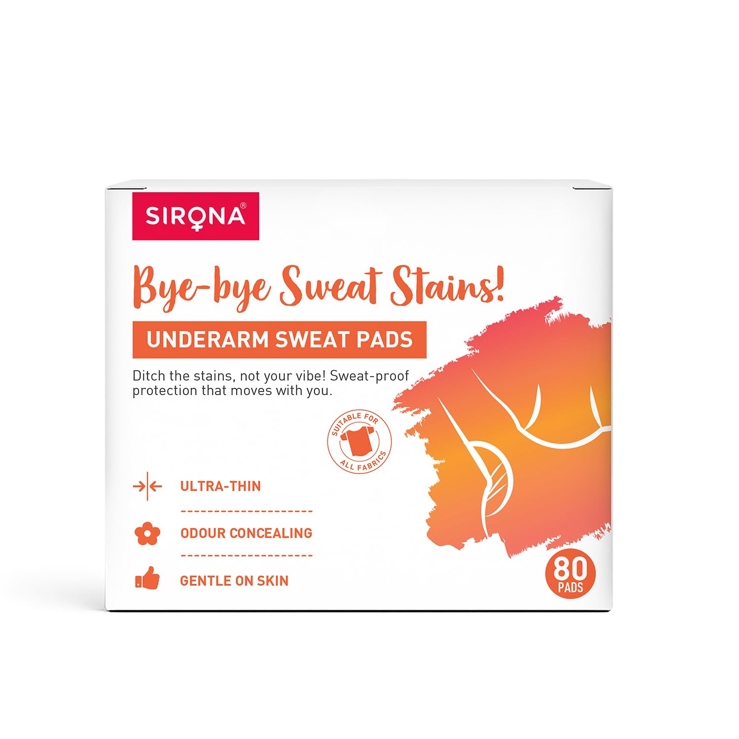 Sirona Disposable Underarm Sweat Pads for Men and Women - 80 Pads | Peel-off | Prevents Stains, Absorbs Sweat & Unpleasant