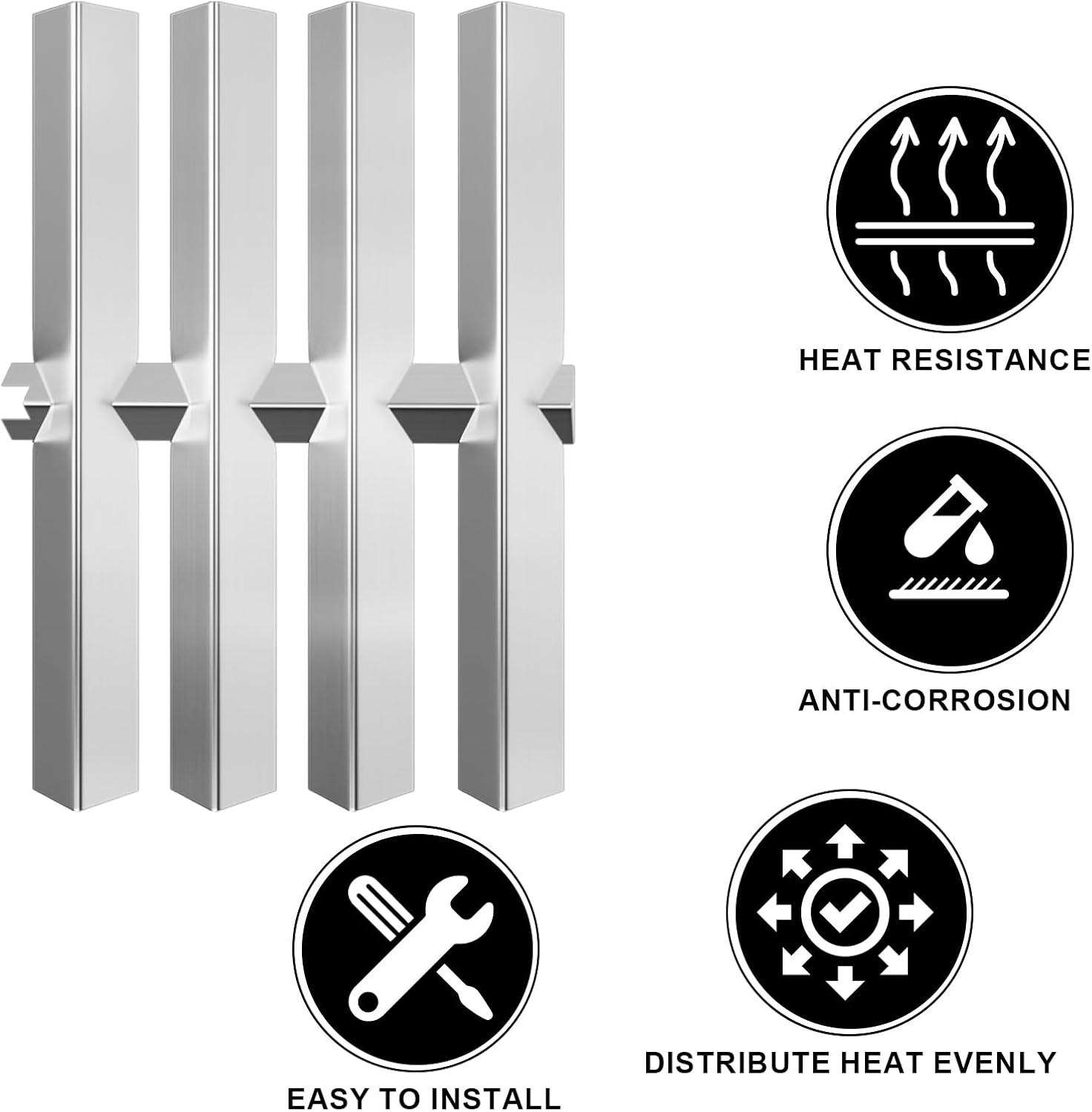 9898 Flavorizer Bars for Weber Summit Silver/Gold/Platinum C/C4 & D/D4 Series,15 7/8" Replacement Parts for Weber 5230001 5710001 5230009 5330001 5340001 for Weber Stainless Steel Heat Plate Set 98982