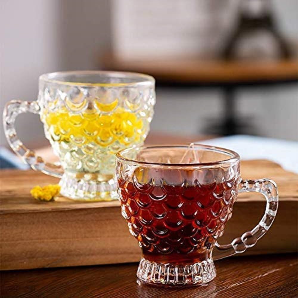 FINSTER Glass Tea Cups Set of 6-210 ML, Transparent Crystal 3D Bubble Coffee Mugs for Cappuccino, Espresso, Cold Brew, Latte, Green, Black, Iced Tea, Milk (Perfect for Coffee and Tea Lovers) (B0C8DV11BX) Amazon Price History, Amazon Price Tracker
