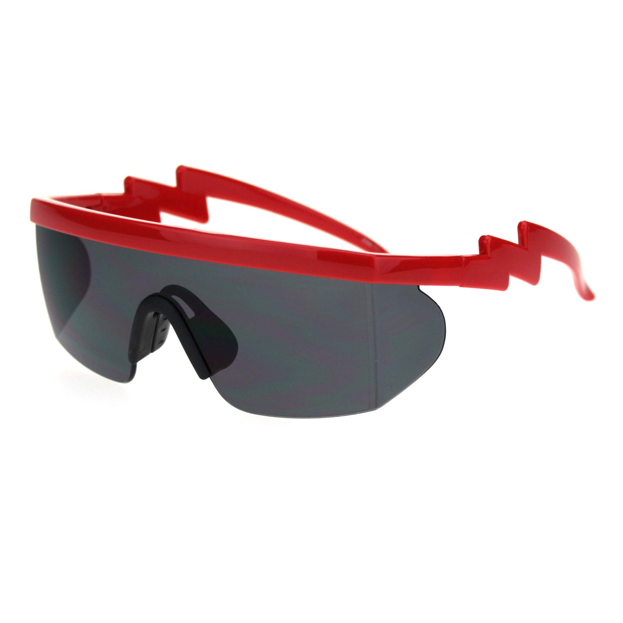 SA106Flat Top Crooked Bolt Arm Goggle Style Color Mirror Shield 80s Sunglasses