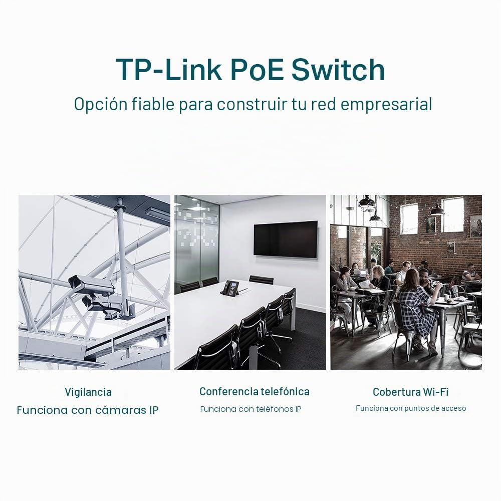 TP-Link TL-SG1428PE-Switch Ethernet PoE gestionable, 24 puertos, 2xSFP,250W | Puertos PoE+. Plug & Play, No Necesita Configuración. Diseño sin Ventilador, Silencioso. Carcasa Metálica.