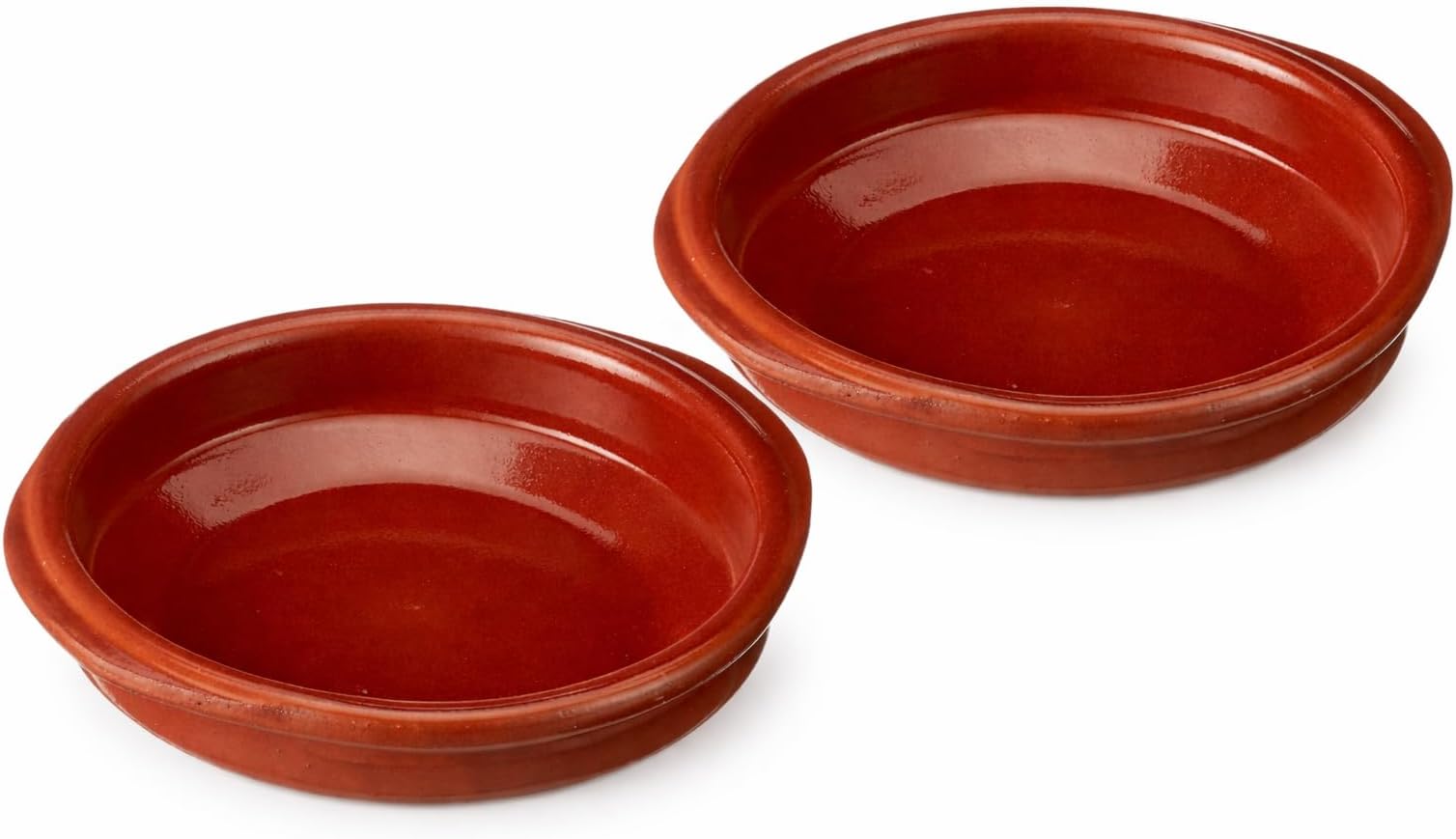 2 x 17cm Spanish terracotta dish with handles cazuela