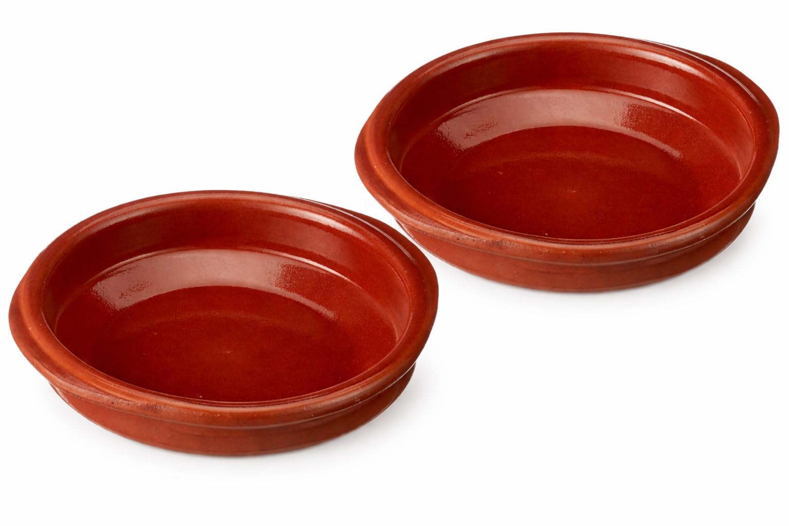 2 x 17cm Spanish terracotta dish with handles cazuela