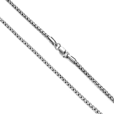 Genuine 925 Sterling Silver Round Box Chain Necklace for Men & Women Strong, Safe and Beautiful Rolo Link Chains 1.0MM - 3.0MM, 16-36 Inch with Gift Box