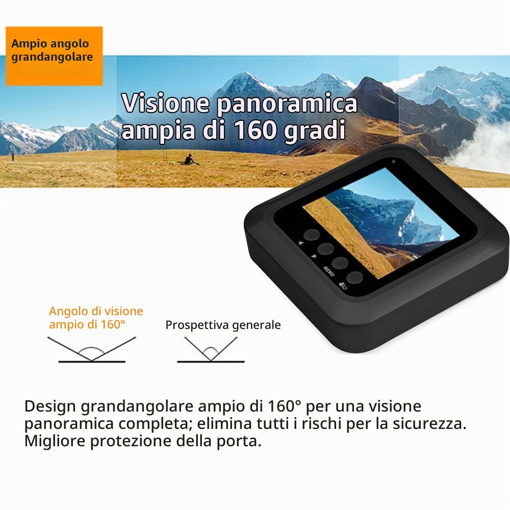 Spioncino digitale per porta, Spia per porta Telecamera di sicurezza Campanello intelligente Schermo LCD da 2,4" Visione notturna Cattura foto Telecamera digitale per monitor porta