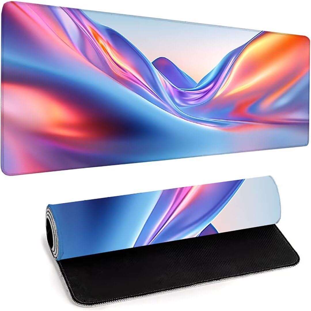 Podkładka pod mysz, duża, z przeszytymi krawędziami, do gier, antypoślizgowa, gumowa podstawa, do myszki i klawiatury, 1200 x 600 x 3 mm, czarna, krajobraz Q-0