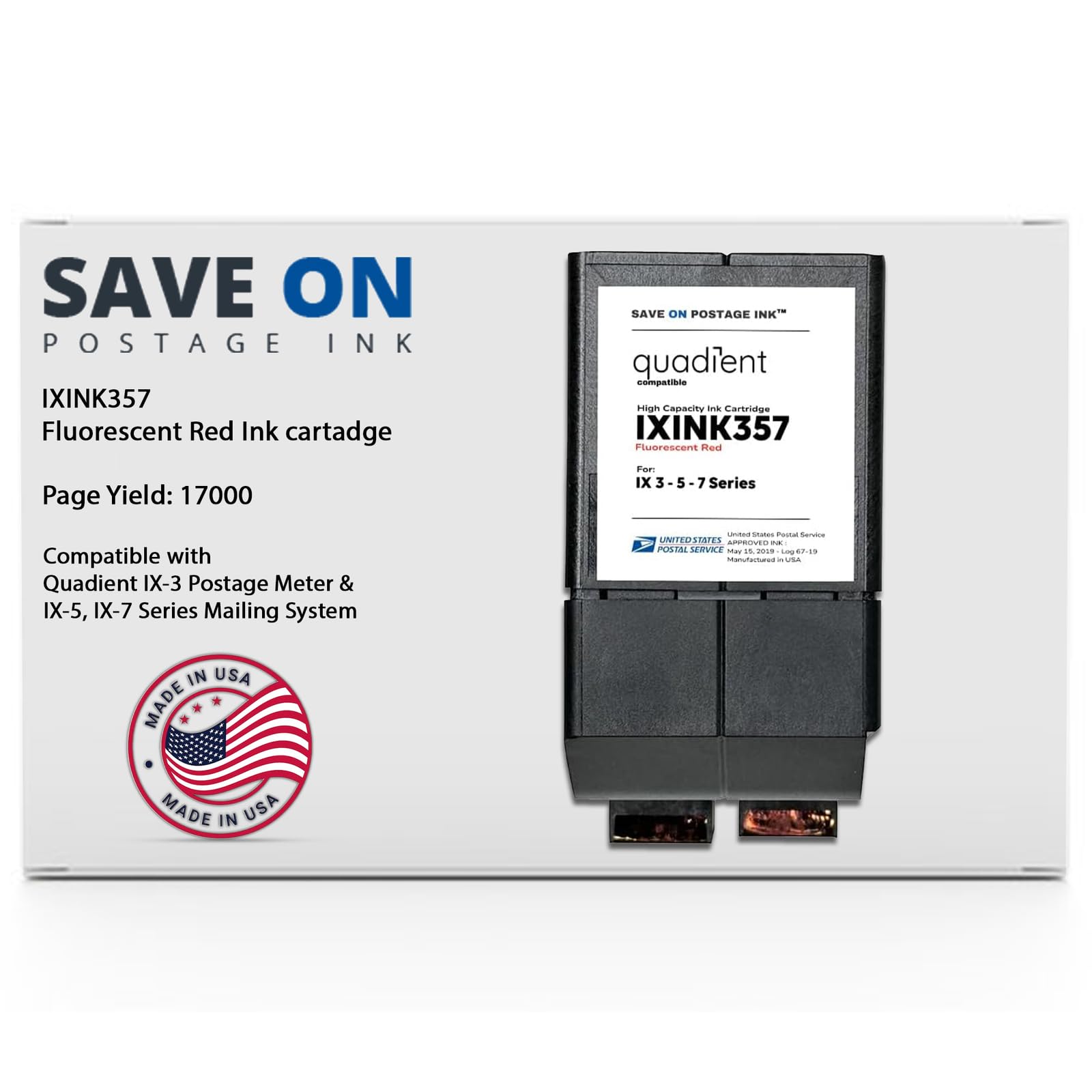 Save On Postage InkCompatible IXINK357 Quadient Neopost Compatible Ink Cartridge for IX5 & IX7 Mailing System (1 Pack)