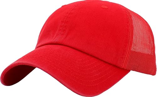 Miniatura 54 de KBETHOS® Gorra de béisbol de algodón ajustable de algodón con corona baja clásica Pigmento rojo teñido