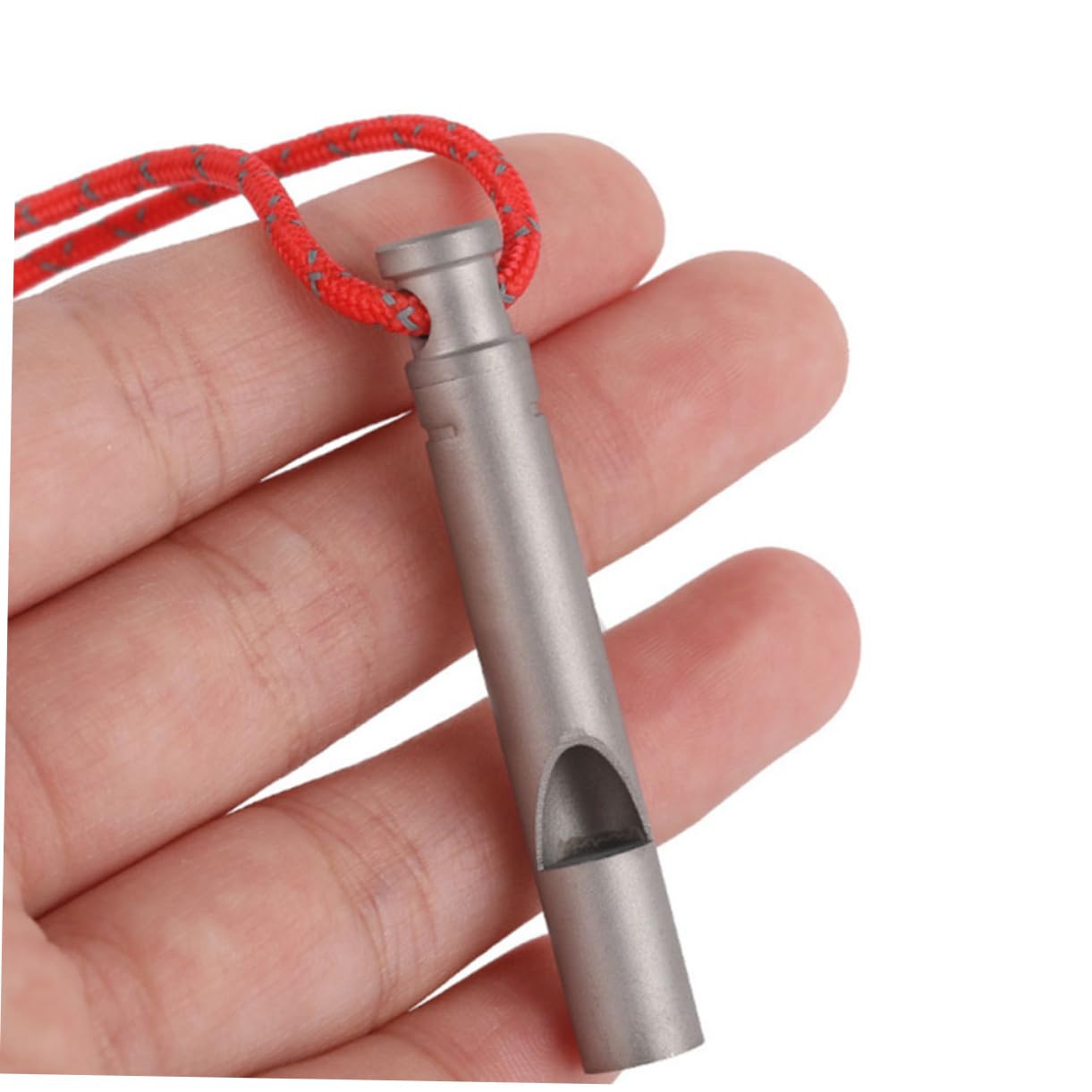 POPETPOP Silbato De Deportes y Aire Libre Fiesta Silbato De Emergencia Supervivencia Silbato Deportivo con Cordón Silbar Acollador Silbatos con Cordón Titanio Silver