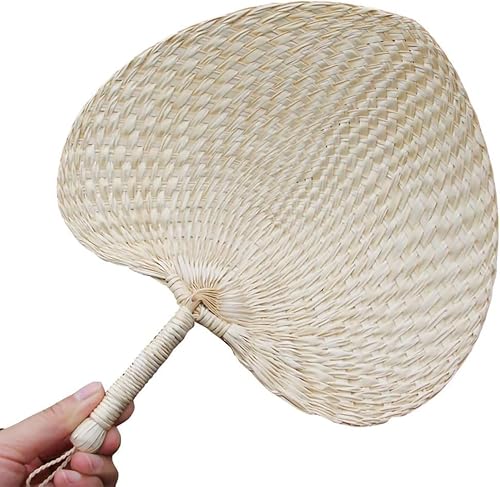 WASSON Hand Made Fan Rattan Decoration, Party Fan Wedding Women Gift, Palm Leaf Fans Bamboo Handheld 1 PCS