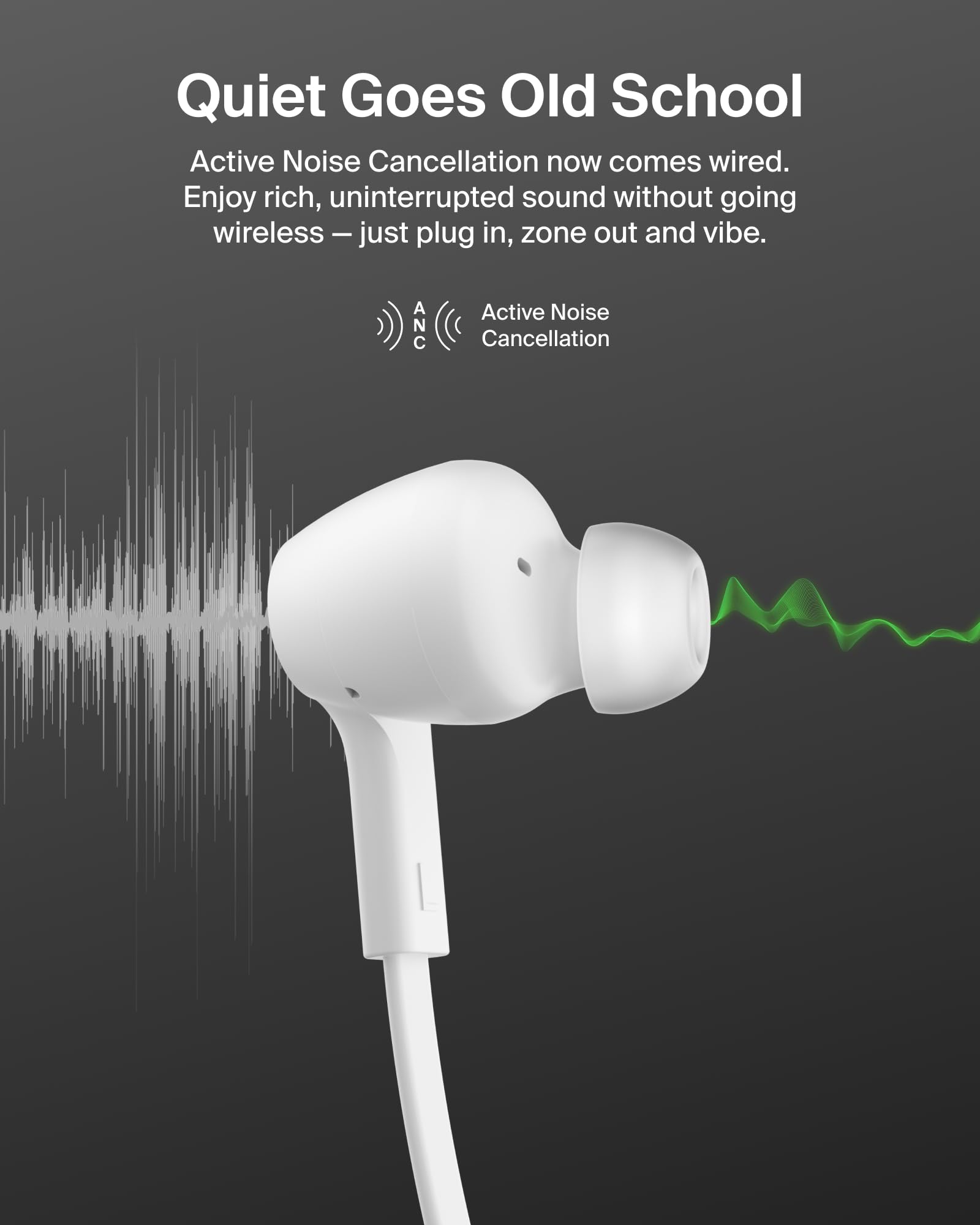 Belkin SoundForm Écouteurs Intra-Auriculaires avec Suppression Active du Bruit filaires avec connecteur USB C, IPX5, écouteurs Intra-Auriculaires avec Microphone pour iPhone 17/16/15, iPad Mini