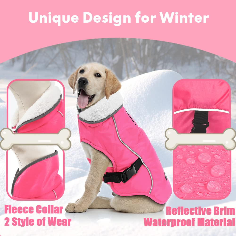 EMUST Cappotti invernali per cani freddi, fodera in pile per cani di taglia piccola, taglia M, per l'inverno, caldi vestiti invernali per cani di taglia grande, rosa, XL