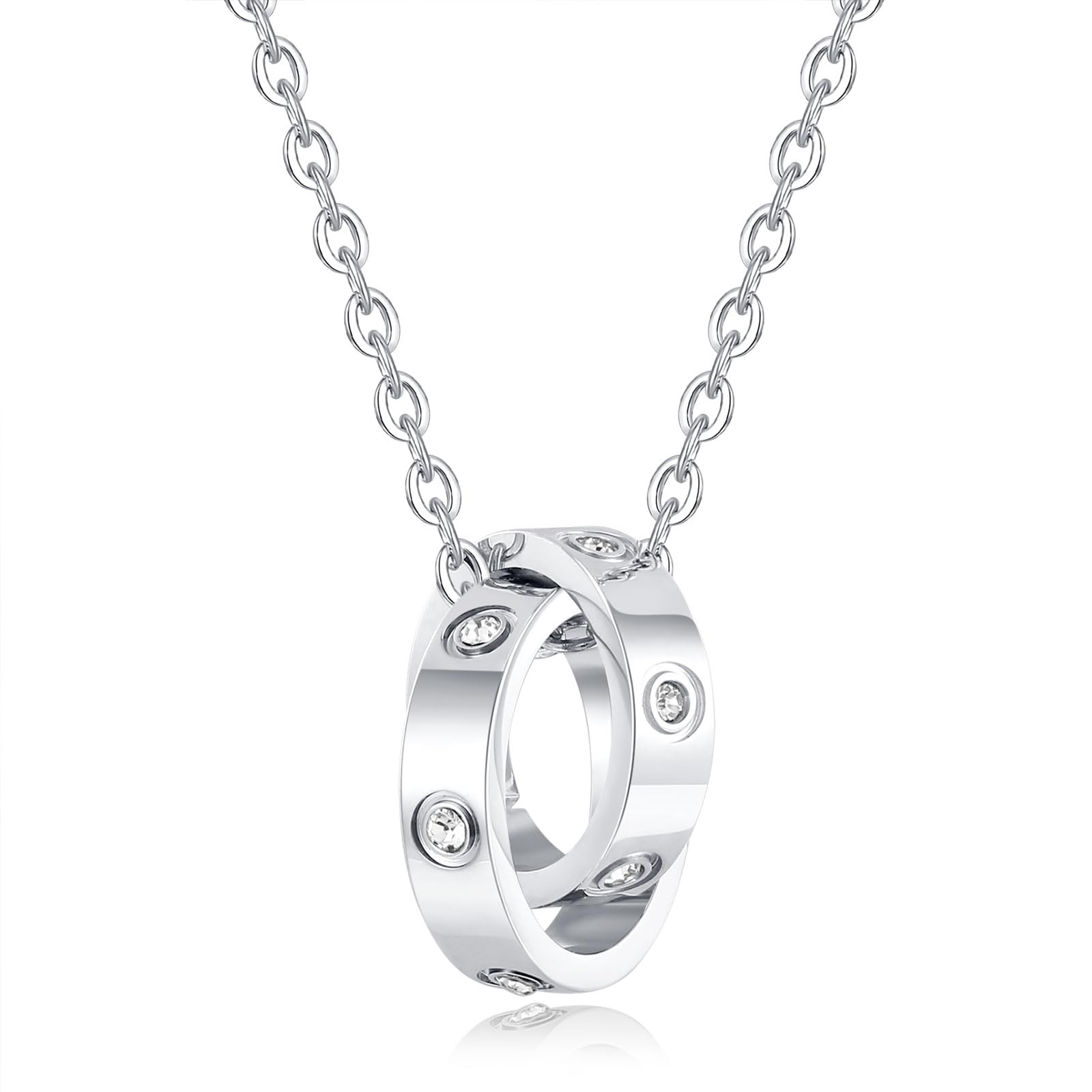 pralajewLove Necklace, Interlocking Circle Necklace, Dainty Gold Pendant Necklace for Women,Fashion Friendship Necklace, Stocking Stuffers for Women Valentines Mothers Day Christmas Gifts