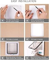 Vista 5 de Puerta extra grande para gatos, puerta para mascotas para perro o gato, 4 modos de interruptor de bloqueo puerta interior para puerta de gato