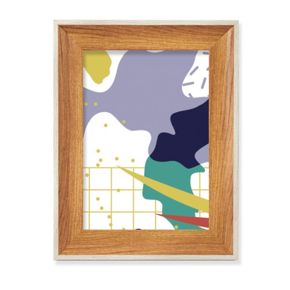 Marco de fotos de madera con arte abstracto de celosía para decoración de escritorio elegante