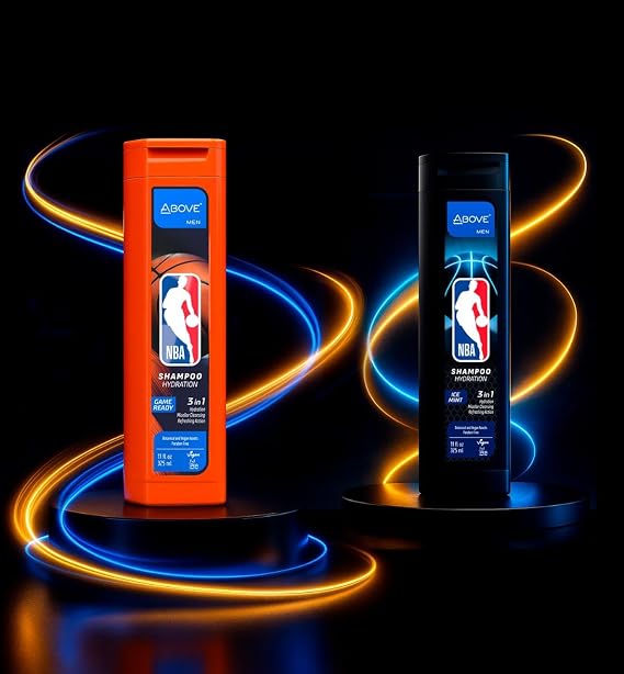 Above NBA 3-in-1 Shampoo for Men | GAME READY | Deep Hydration & Micellar Cleanse for Hair & Body | Fresh-Court Cooling Scent | 11 oz - Pack of 2