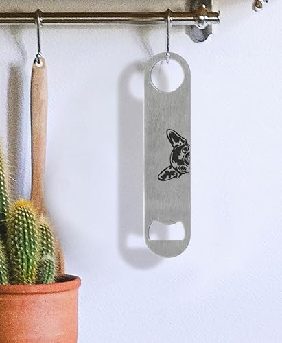 Miniatura 6 de WIRESTER Abrebotellas plano de acero inoxidable grabado con láser, abrebotellas de cerveza para cocina, bar, restaurante, bulldog francés