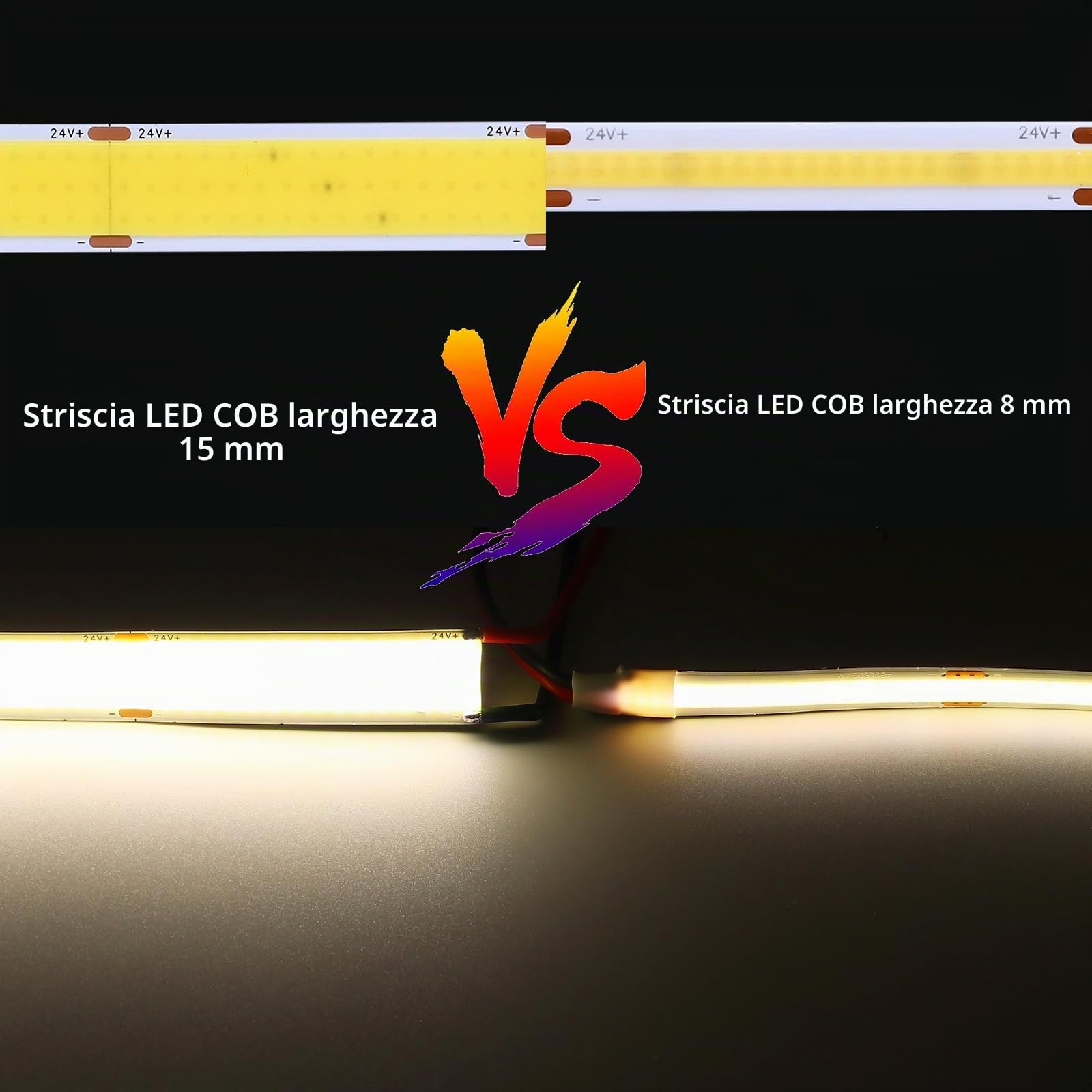 GOMING 24V Larghezza 15mm COB Striscia LED Bianco Naturale 4000K 5M 13750lm