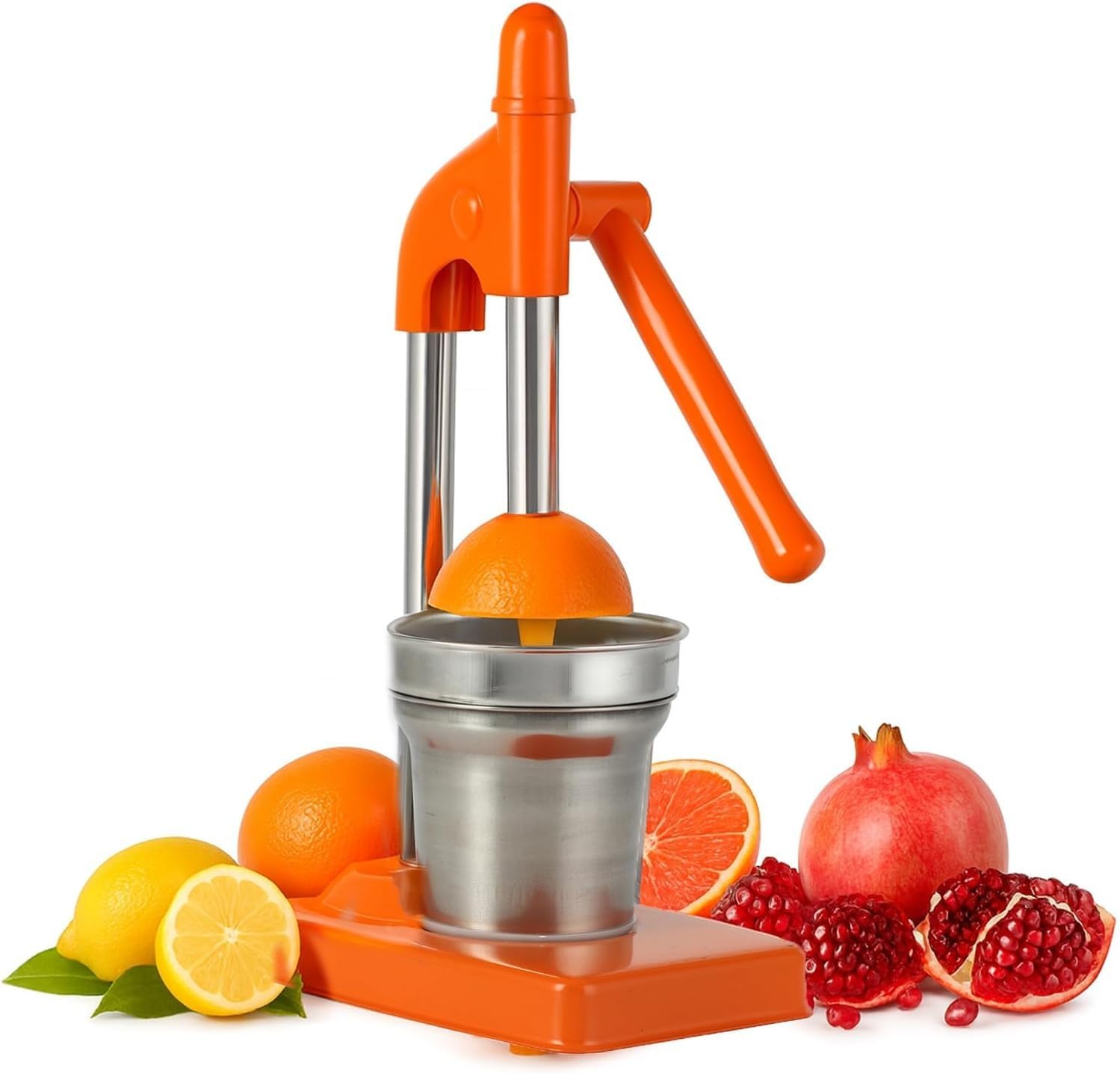 Gusseisen-Entsafter Handpresse, Gusseisen-Edelstahl, manuelle Hand-Zitruspresse, robuste Arbeitsplatte, professionelle kommerzielle manuelle Frucht für frischen Orangensaft, Zitrone, Granatapfel (C)